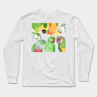 Special medium parrots watercolor painting party Long Sleeve T-Shirt